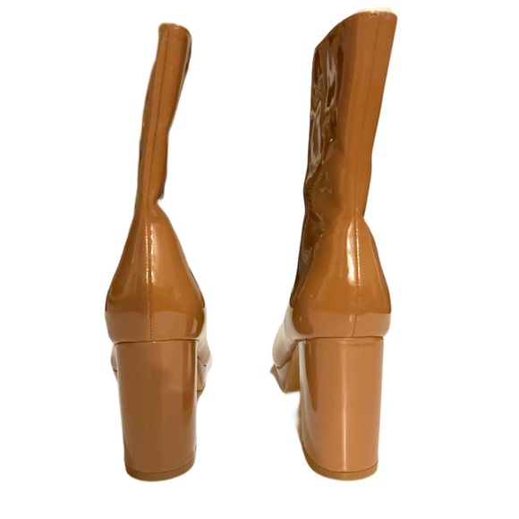 Notched Zip-Up Block Heel Boots, Camel Tan, chunky, size 10, SHEIN - Picture 3 of 7